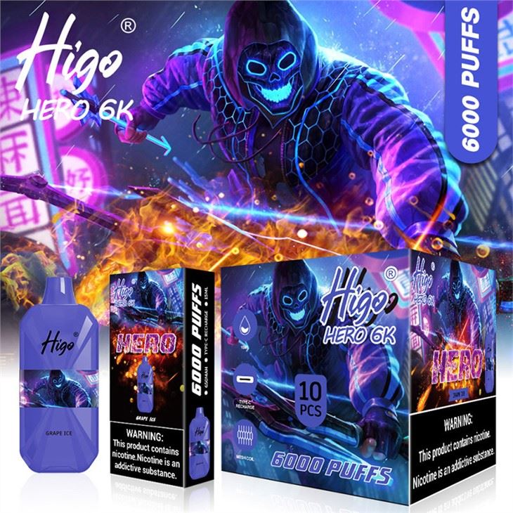 Higo HERO 6K 6000 elektrooniline sigareti ühekordselt kasutatav vape
