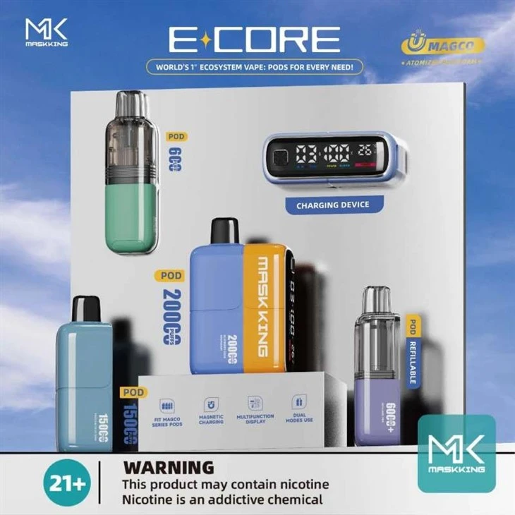Disposable-Maskking-Vaporizer-E-Cig-Pen-Pod-System-Magnetic-Charging-Vape-in-China-Ecore Maskking ECORE 20000 puffs